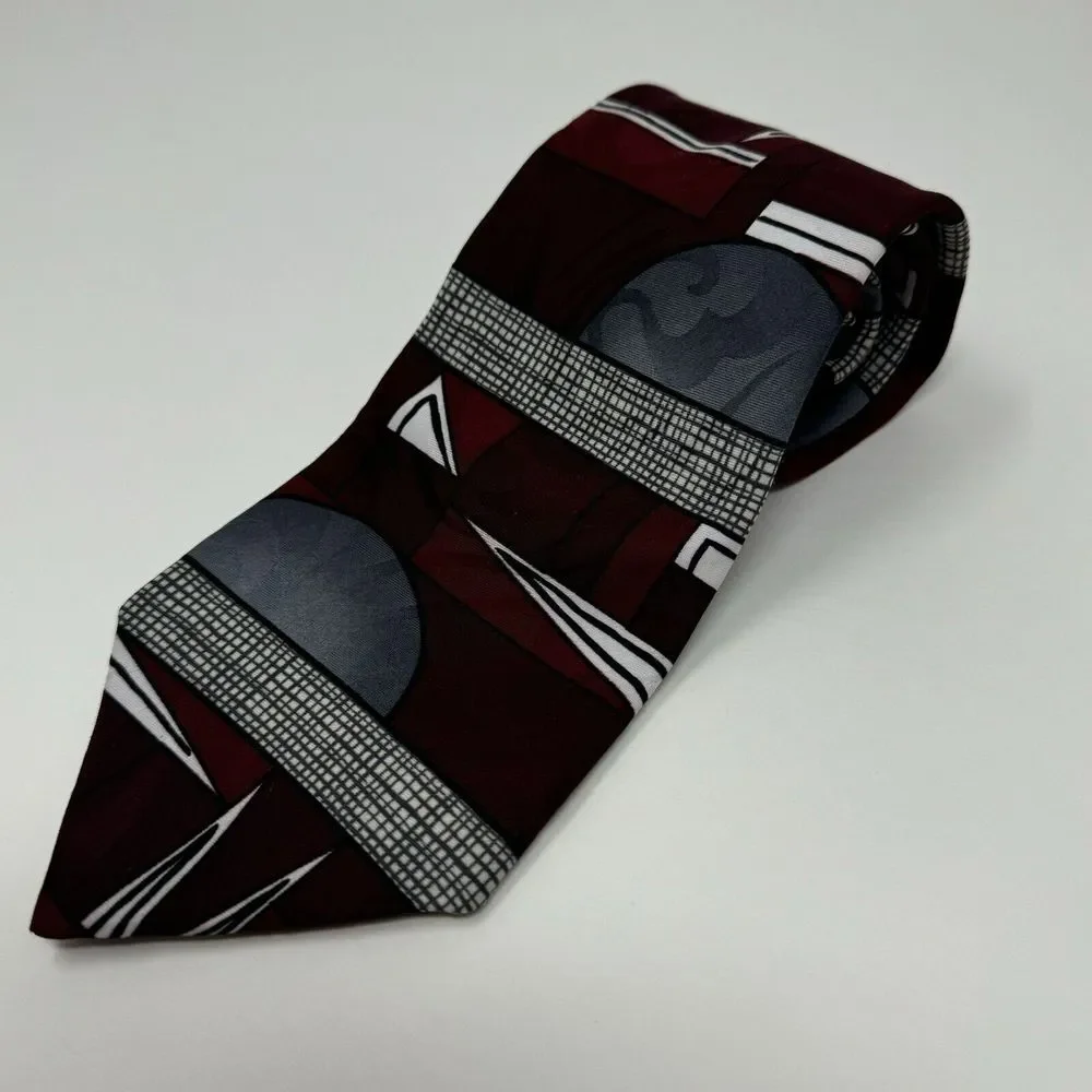 Manhattan Red Abstract 100% Polyester Neck Tie L 56